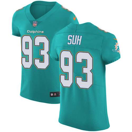 Nike Dolphins #93 Ndamukong Suh Aqua Green Team Color Men's Stitched NFL Vapor Untouchable Elite Jersey